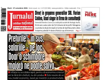 Prima pagină a ziarului Jurnalul Național